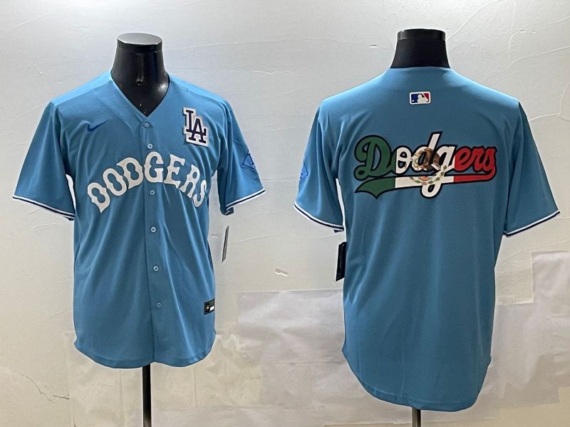 Men Los Angeles Dodgers Blank Light Blue Throwback Game 2025 Nike MLB Jersey style 7->arizona diamondback->MLB Jersey